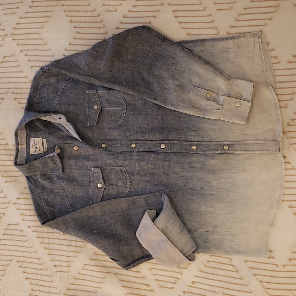 Tommy Bahama Men's Large Blue Ombre` Long Sleeve Shirt